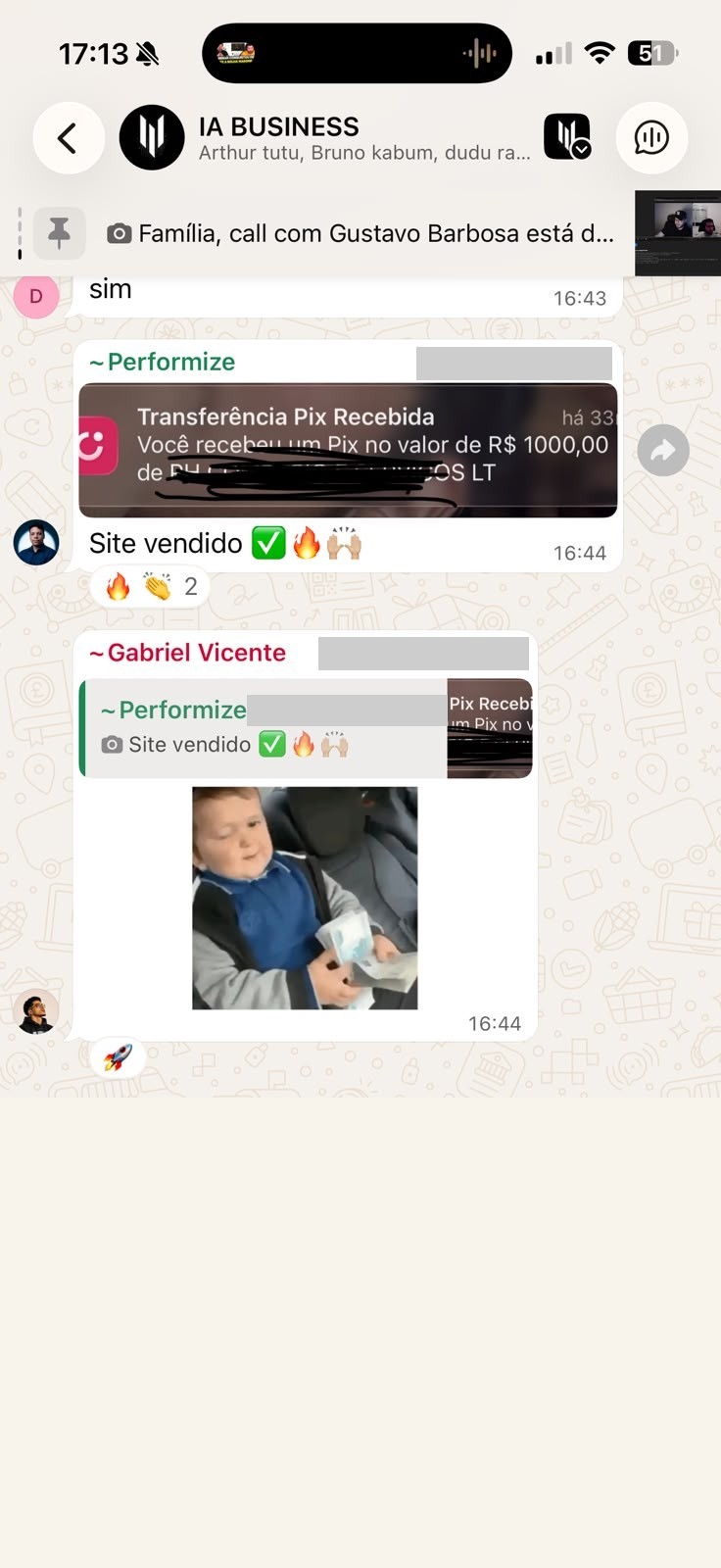 Aluno vendeu site com PIX de R$ 1.000 na tela