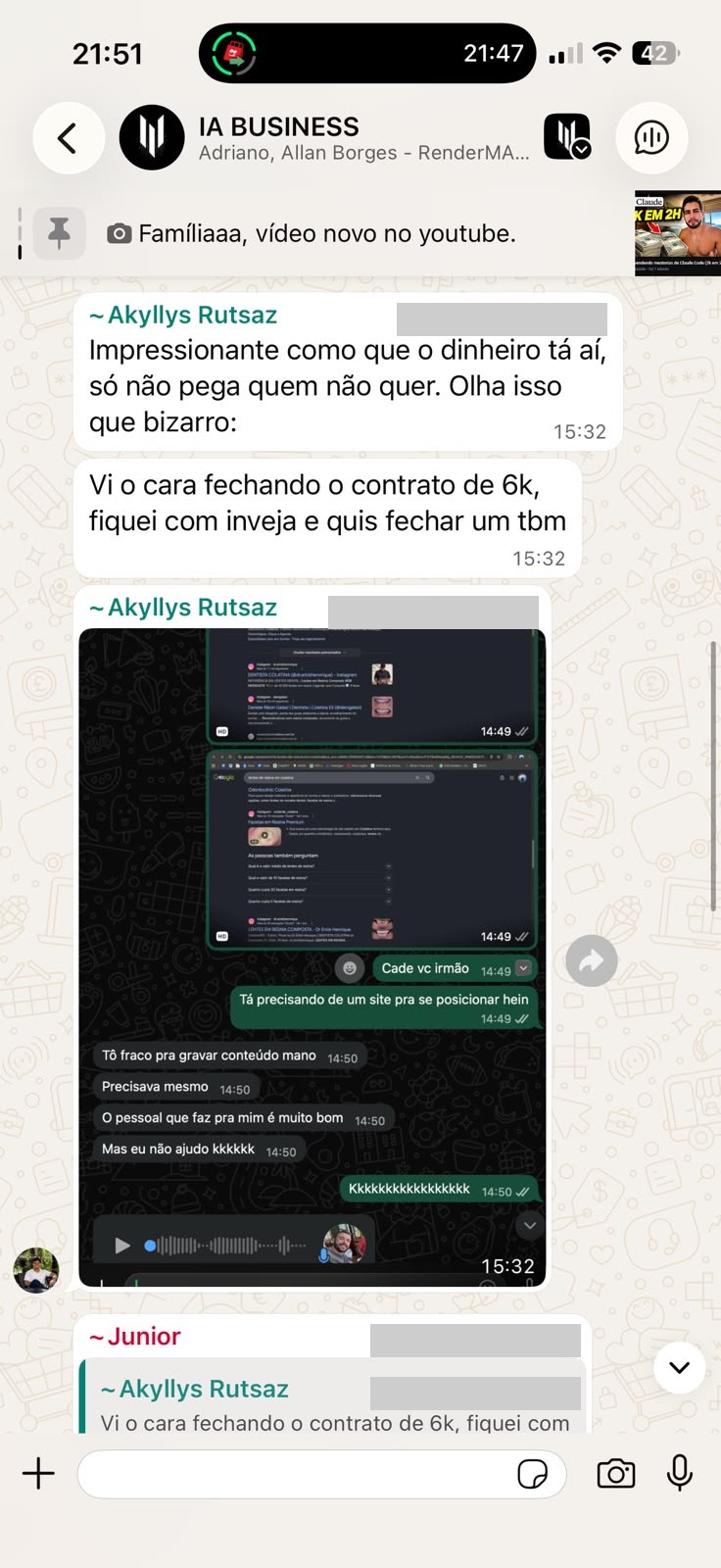 Aluno viu colega fechar 6k e fechou um contrato também