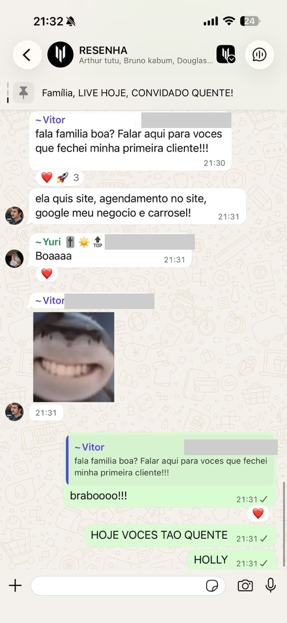 Aluno fechou a primeira cliente: site, agendamento, GMN e carrossel